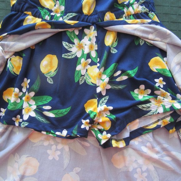 NWT Girl's POOF GIRL Open Front Shorts Dress Size XL Blue Floral Print - Picture 4 of 9